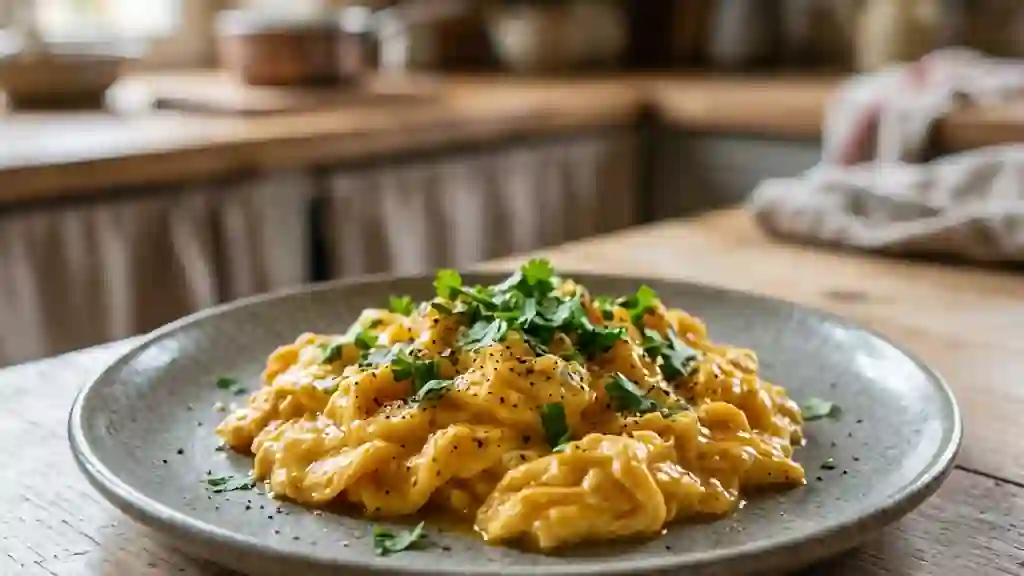 Oeufs brouillés crémeux au cumin et paprika - Photo de présentation