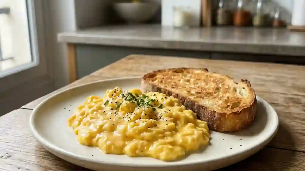 Œufs brouillés fondants à la crème - Photo de présentation