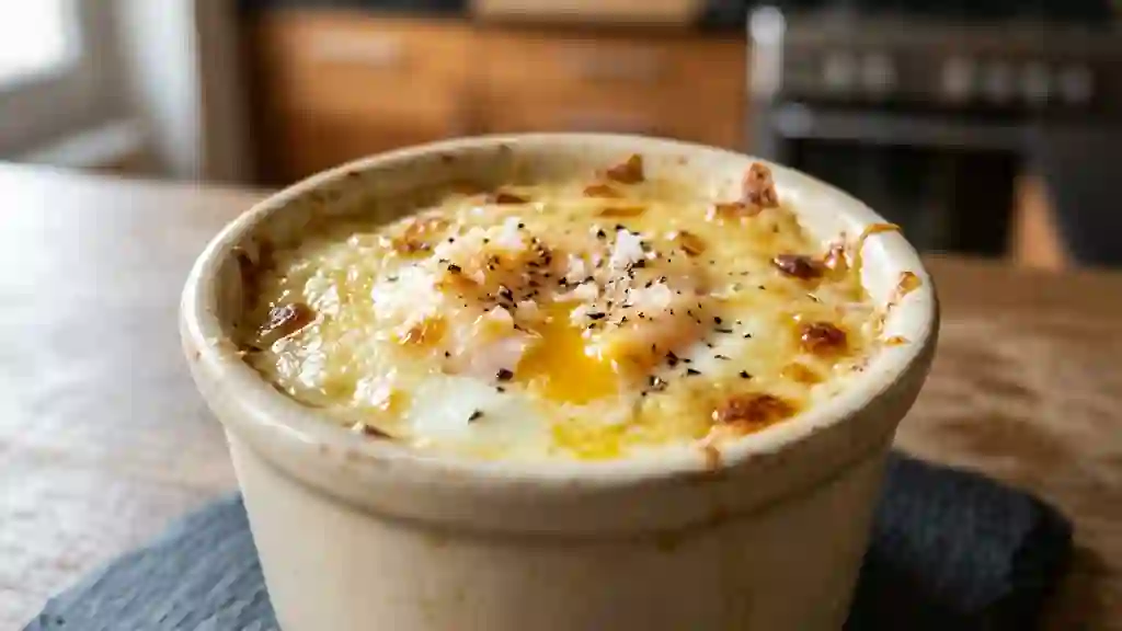 Oeufs cocotte fondants au gruyère - Photo de présentation
