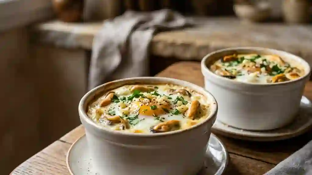 Œufs cocottes iodés à l'ail et aux moules - Photo de présentation