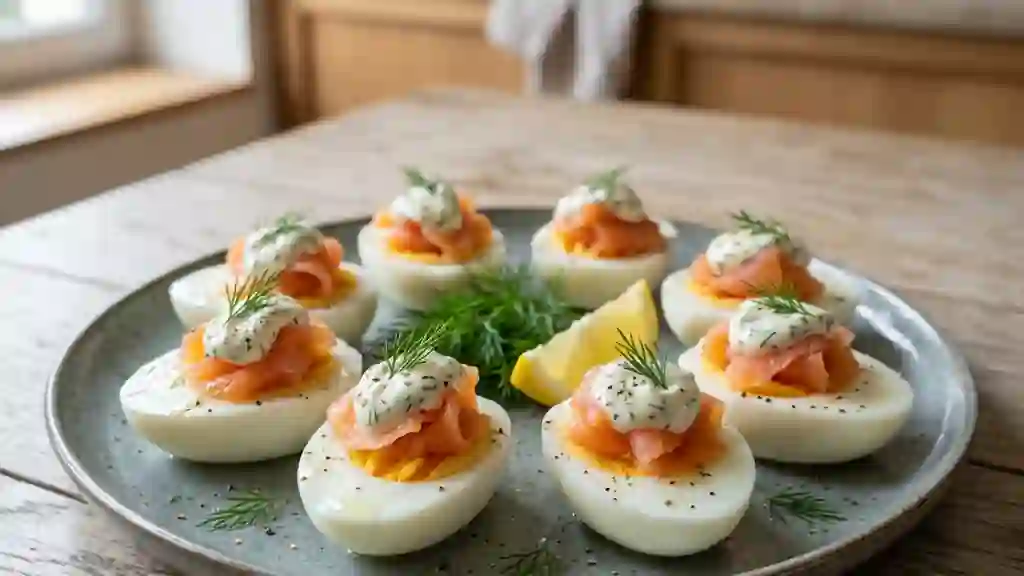 Oeufs crémeux au saumon fumé et citron - Photo de présentation