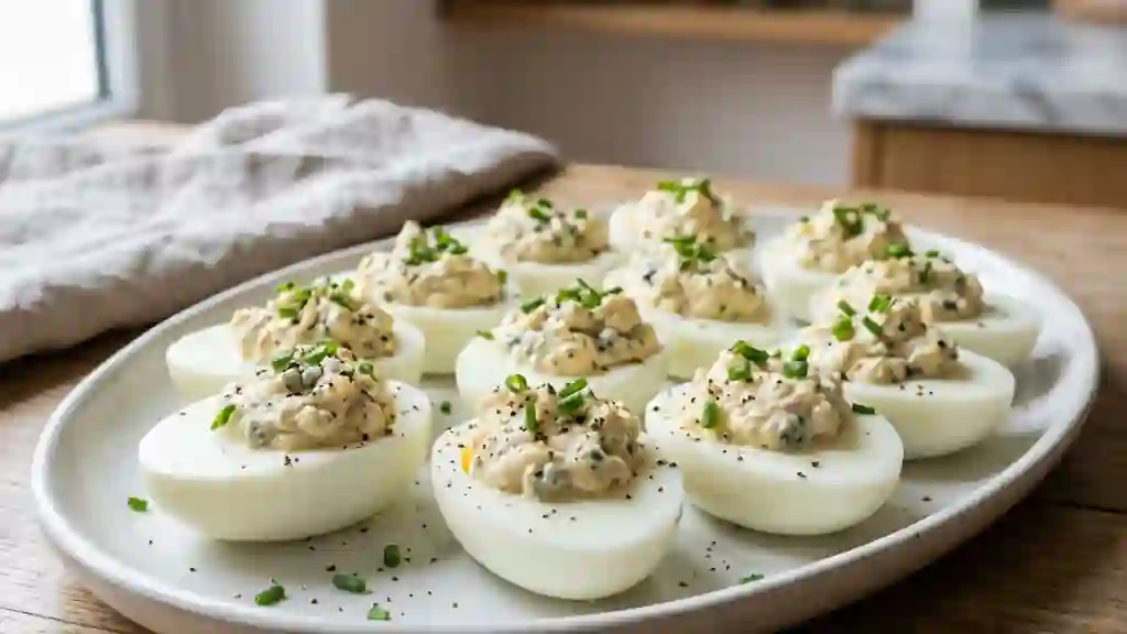 Oeufs farcis au Roquefort crémeux et ciboulette - Photo de présentation