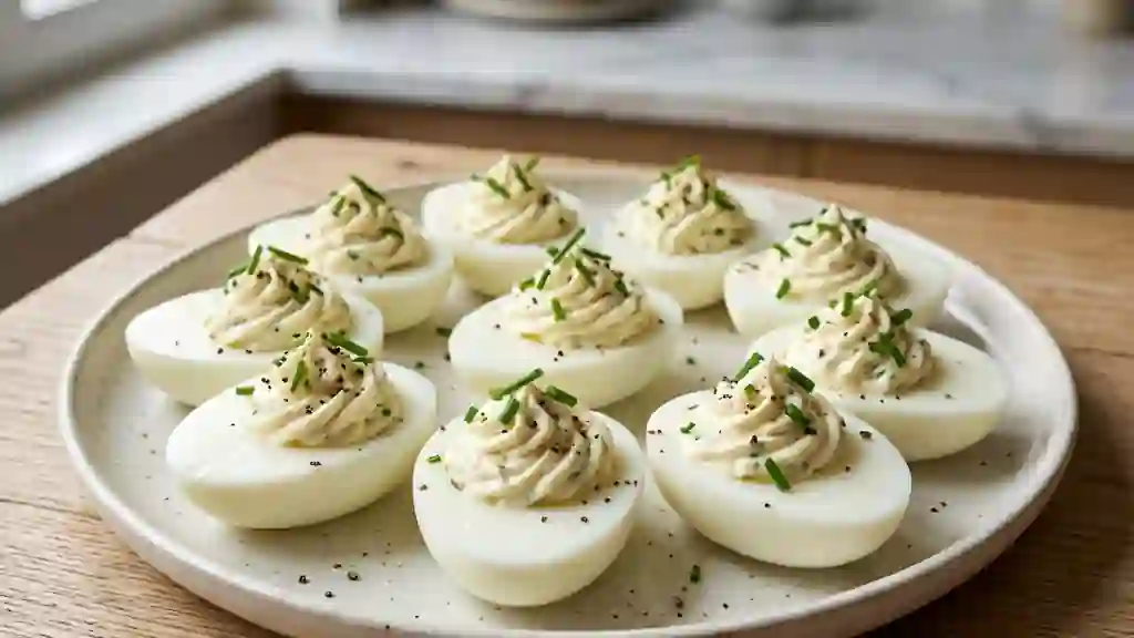 Oeufs mimosa fondants au chèvre et ciboulette - Photo de présentation