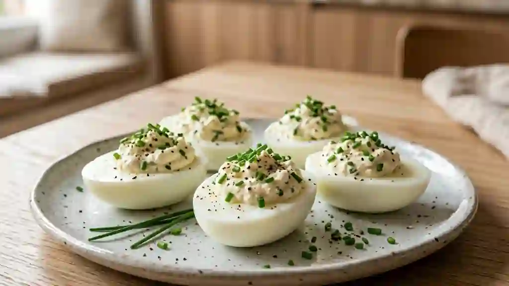 Œufs farcis onctueux au petit-suisse et ciboulette - Photo de présentation