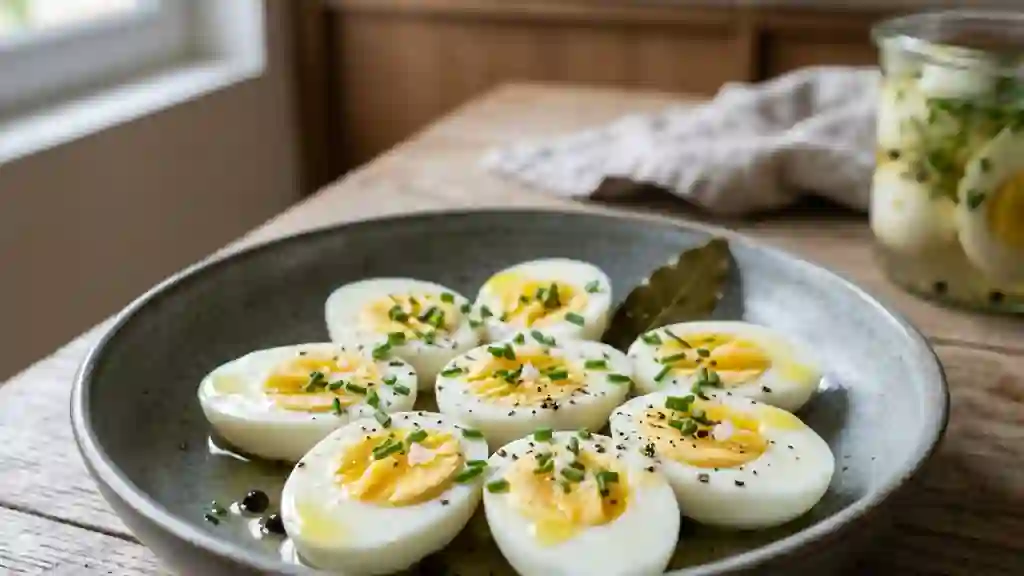 Œufs au vinaigre fondants et acidulés - Photo de présentation