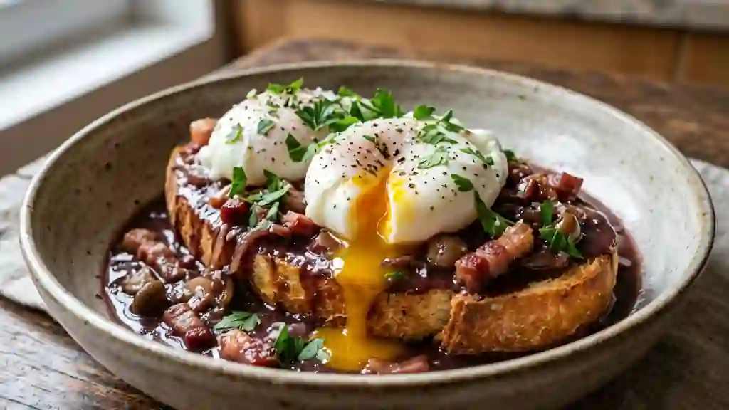 Oeufs en meurette fondants et sauce vigneronne - Photo de présentation