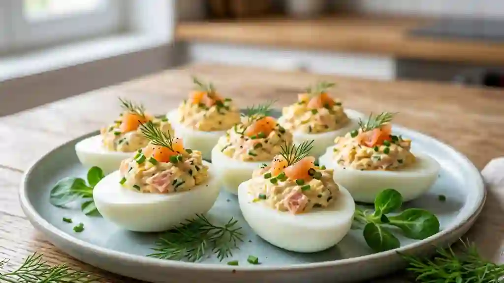 Oeufs farcis au saumon fumé ultra-fondants - Photo de présentation