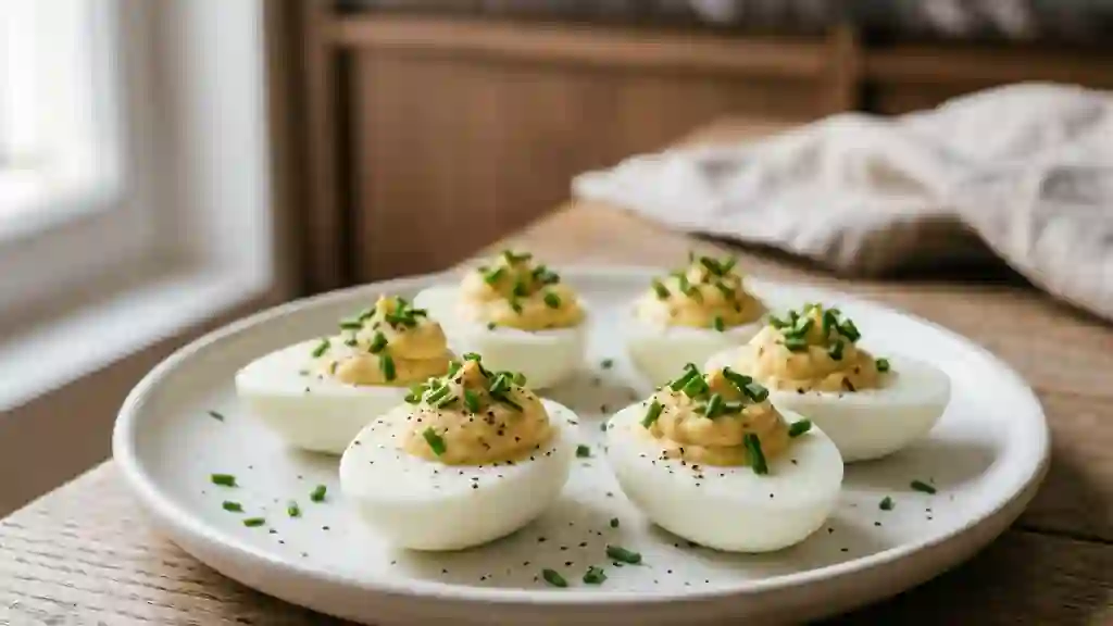 Oeufs farcis onctueux à la ciboulette - Photo de présentation