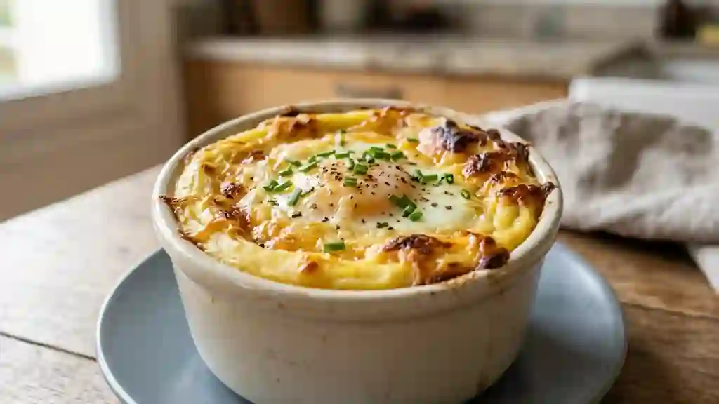 Nids de purée gratinés à l'œuf - Photo de présentation