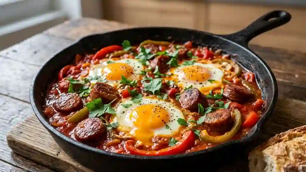 Ojja fondante aux merguez et piments doux - Photo de présentation