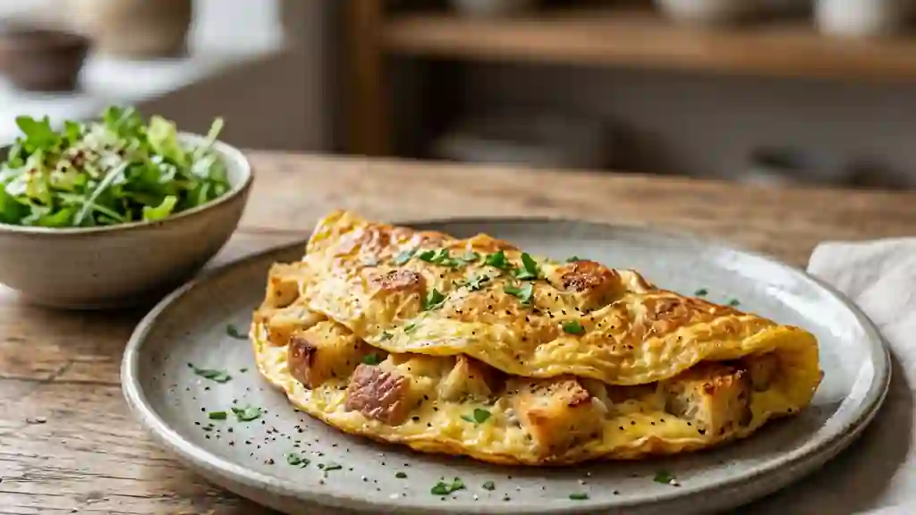 Omelette au pain doré et moelleux - Photo de présentation