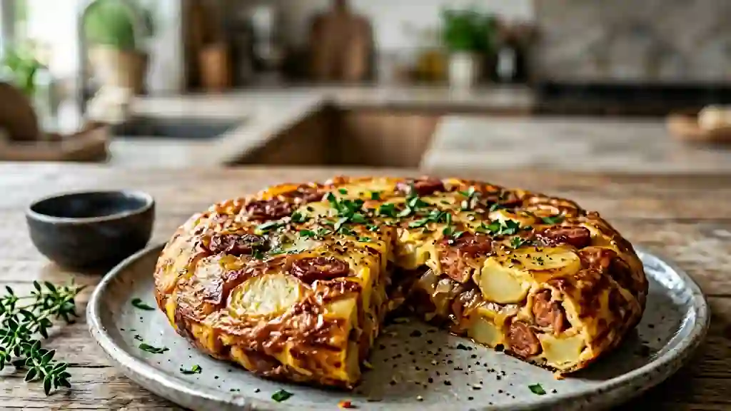 Tortilla fondante au chorizo et pommes de terre - Photo de présentation