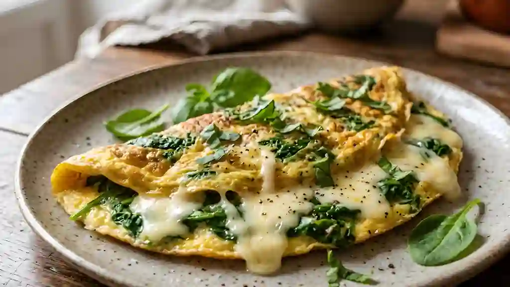 Omelette épinards et mozzarella - Photo de présentation