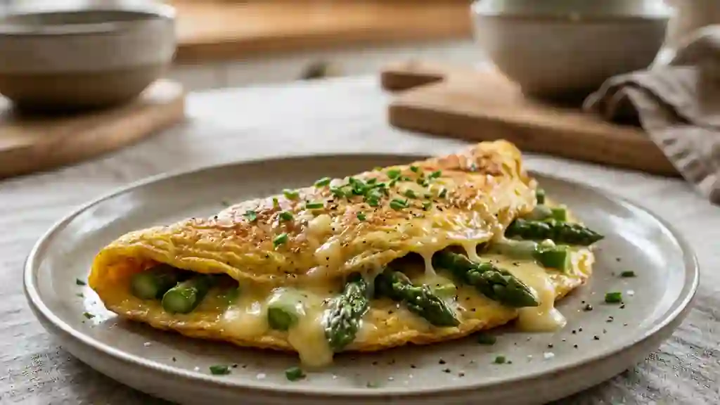 Omelette Crémeuse aux Asperges et Comté - Photo de présentation
