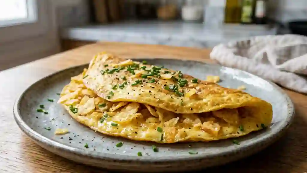 Omelette onctueuse aux éclats de chips - Photo de présentation