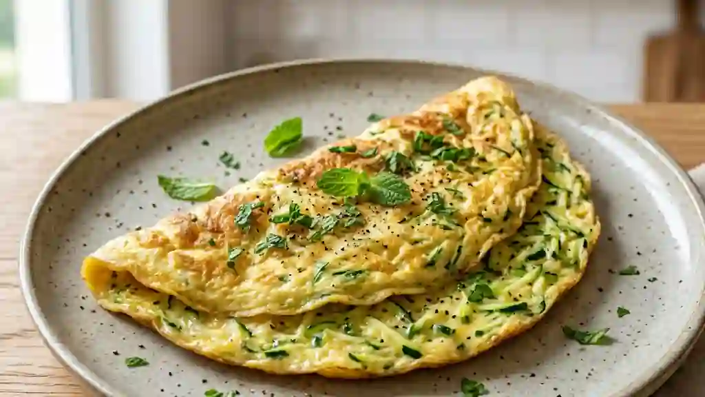 Omelette fondante courgette et menthe fraîche - Photo de présentation