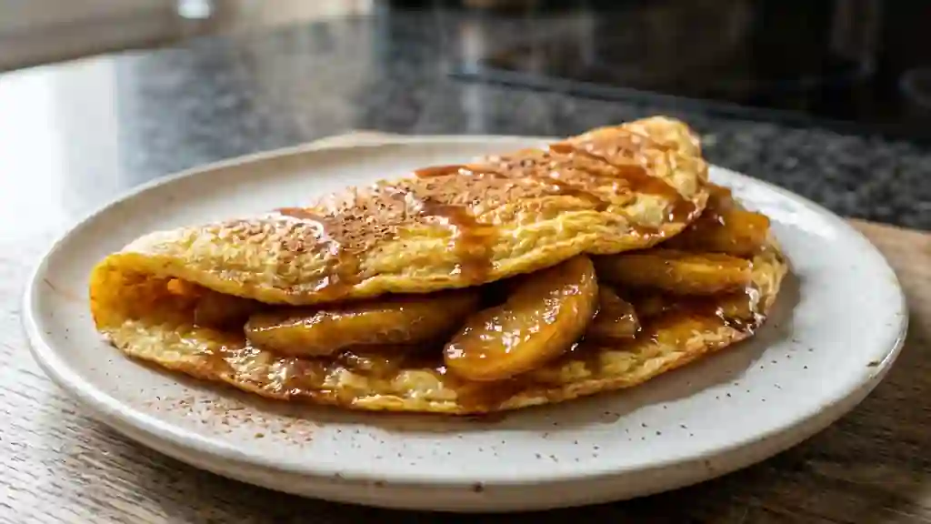 Omelette fondante aux pommes caramélisées - Photo de présentation