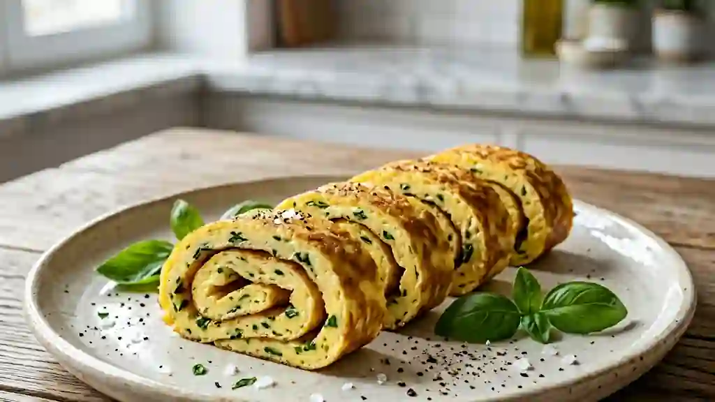 Omelette Roulée Moelleuse au Basilic Frais - Photo de présentation