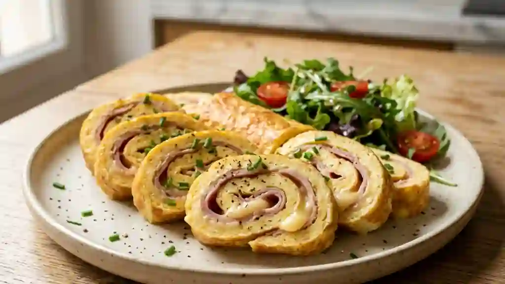 Omelette roulée fondante au jambon - Photo de présentation