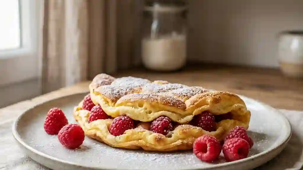 Omelette soufflée aux framboises aérienne - Photo de présentation