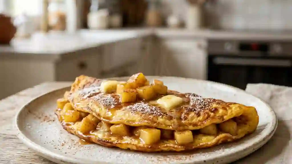 Omelette caramélisée aux pommes et cannelle - Photo de présentation