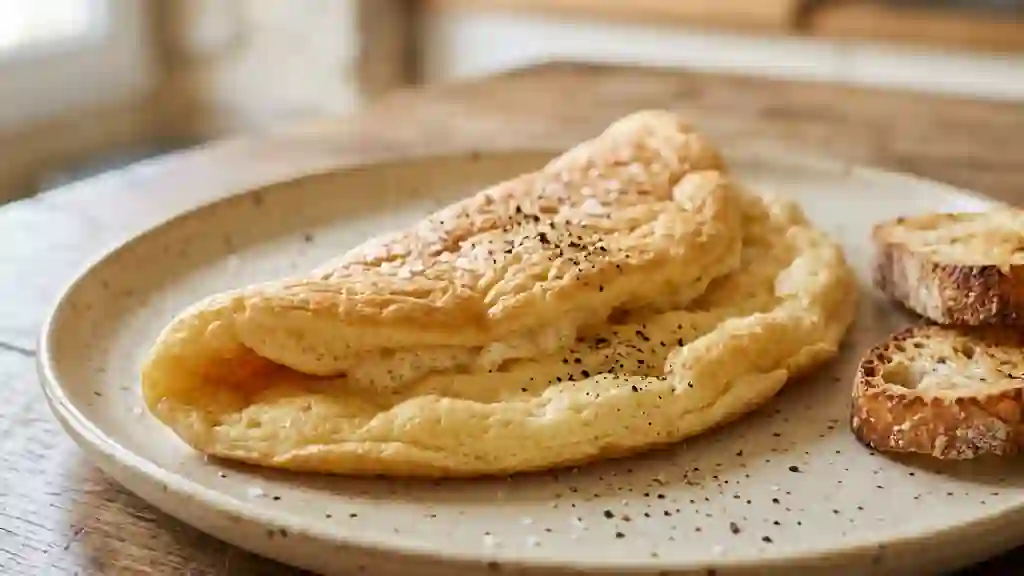 Omelette de la mère Poulard aérienne et mousseuse - Photo de présentation