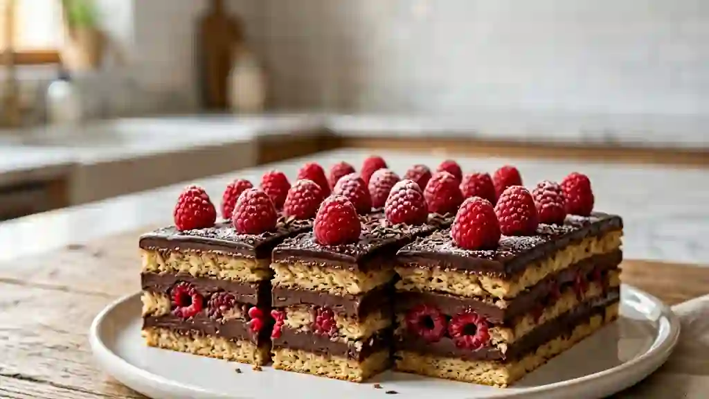 Opéra Framboise, Chocolat Noir et Biscuit Fondant - Photo de présentation
