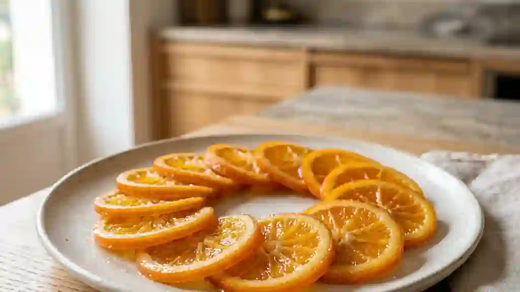 Oranges confites fondantes et translucides - Photo de présentation