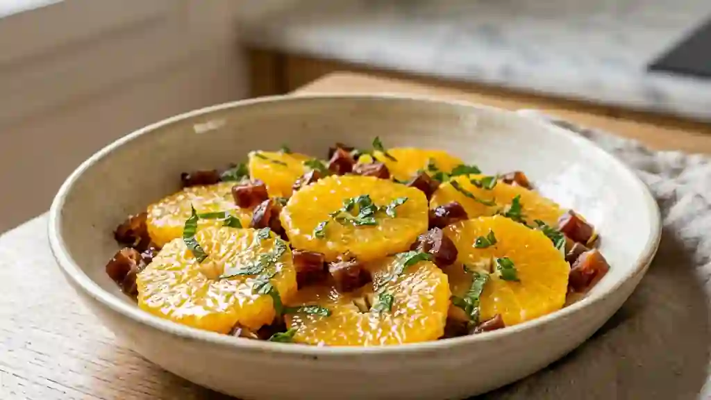 Oranges juteuses aux dattes et miel acidulé - Photo de présentation