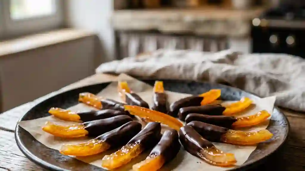 Orangettes fondantes au chocolat noir - Photo de présentation