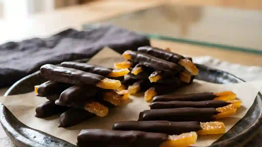Orangettes fondantes au chocolat noir intense - Photo de présentation