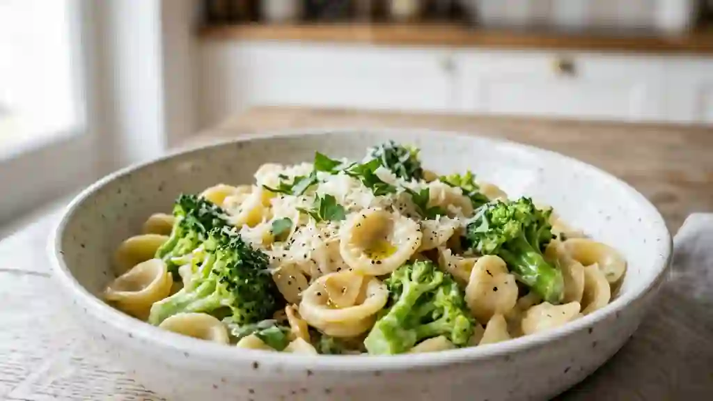 Orecchiette crémeuses au brocoli et parmesan - Photo de présentation