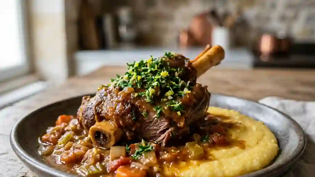 Osso bucco d'agneau fondant et sa gremolata - Photo de présentation