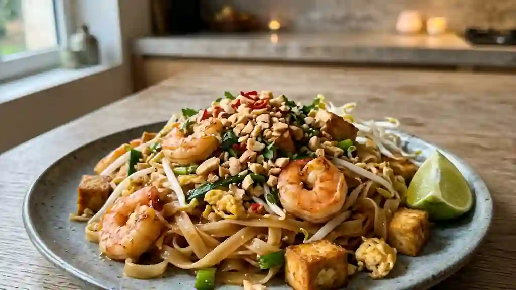 Pad Thaï aux crevettes et tamarin - Photo de présentation