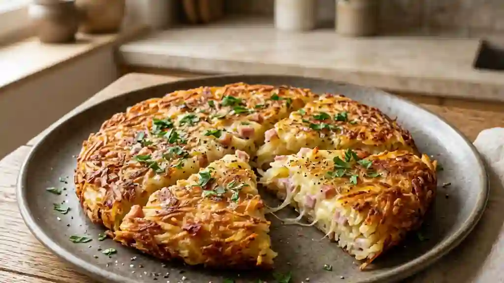 Paillasson de pomme de terre au jambon fondant - Photo de présentation