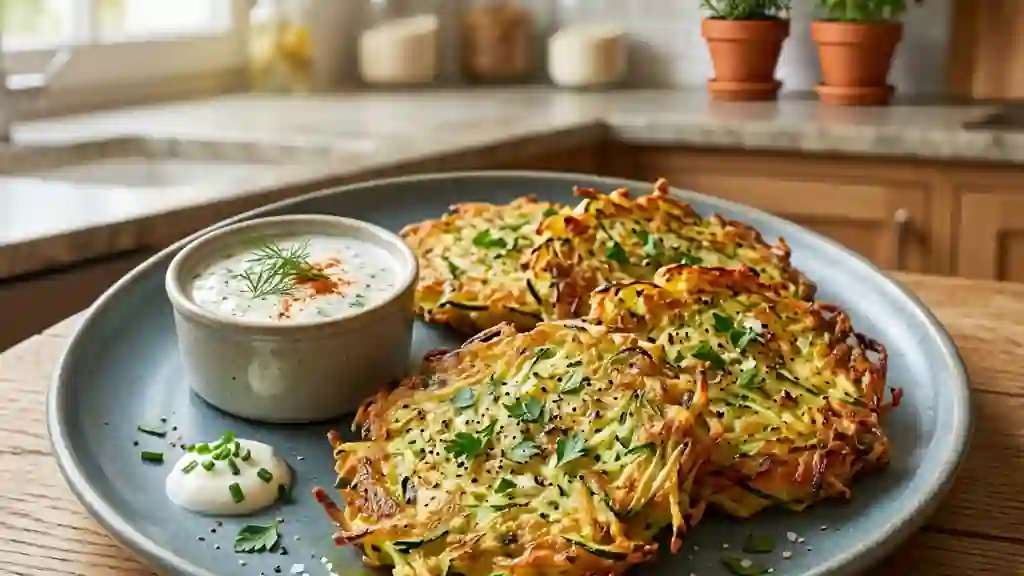 Paillassons de courgettes dorés et croustillants - Photo de présentation