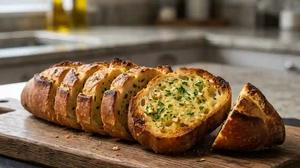 Garlic Bread croustillant au beurre d'ail - Photo de présentation