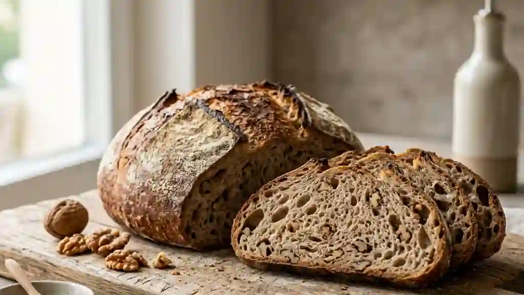 Pain aux noix rustique et croustillant - Photo de présentation