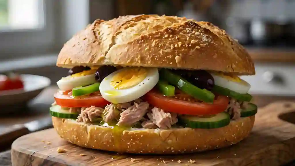 Pain bagnat niçois croquant et juteux - Photo de présentation