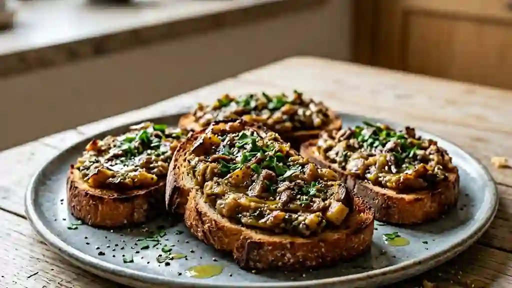Tartines fondantes aubergine et anchois - Photo de présentation
