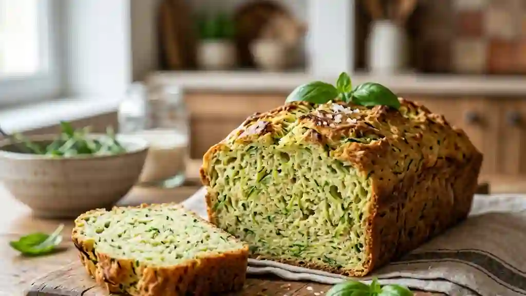 Pain de courgettes fondant au basilic - Photo de présentation