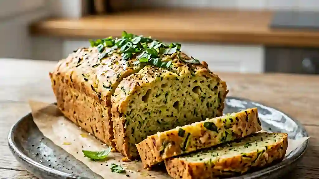 Pain de courgettes fondant au basilic frais - Photo de présentation