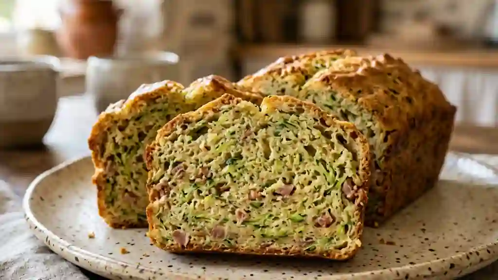 Pain de courgettes fondant au lard et menthe - Photo de présentation