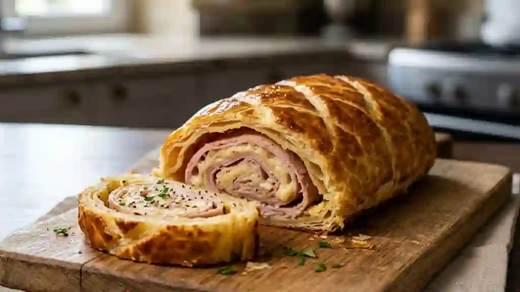 Feuilleté roulé au jambon et fromage - Photo de présentation