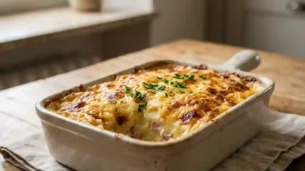 Pain de purée au jambon fondant et gratiné - Photo de présentation