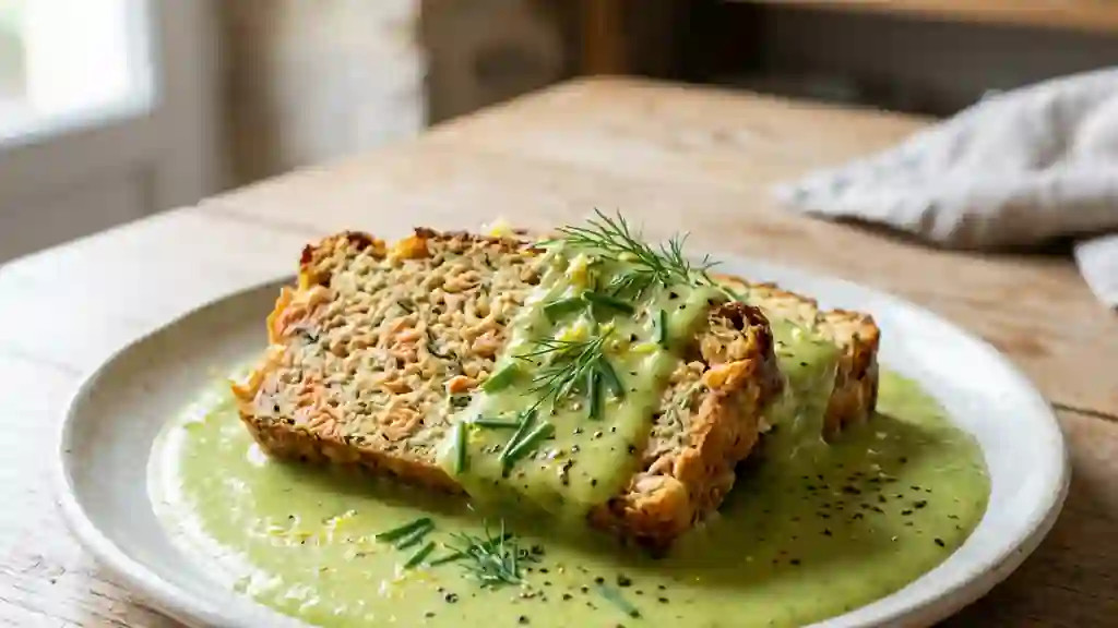 Pain de saumon fondant au coulis de poireau - Photo de présentation