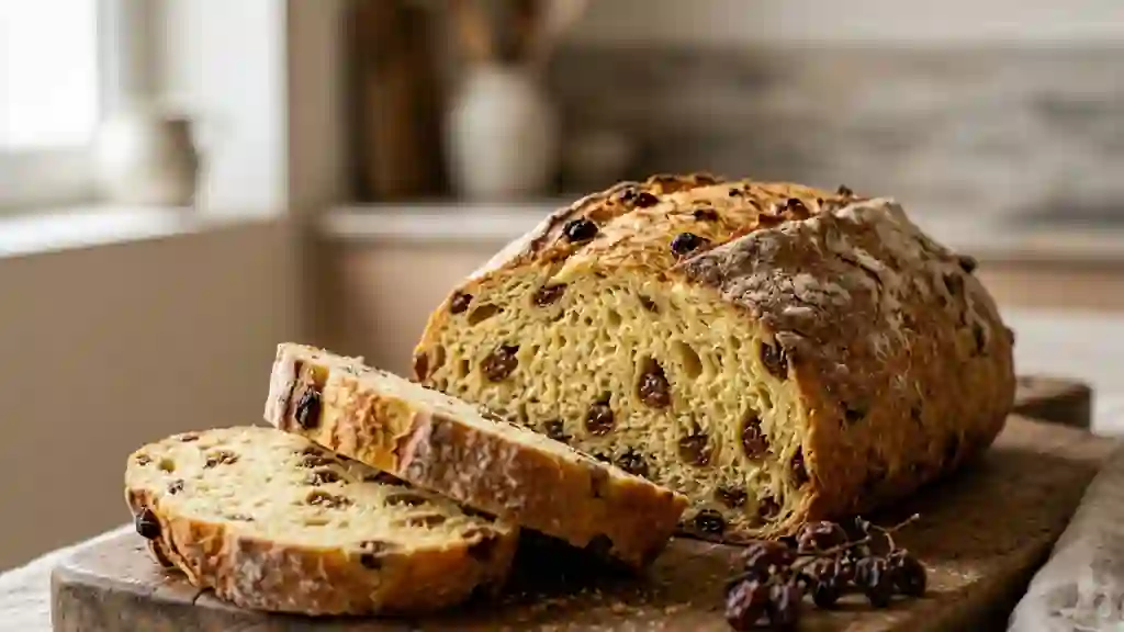 Pain de semoule doré aux raisins - Photo de présentation