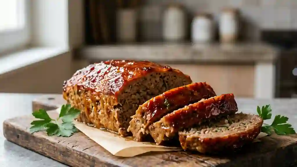Pain de viande fondant au glaçage ketchup - Photo de présentation