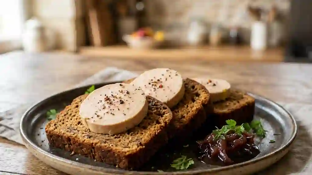 Pain d'épice moelleux au foie gras - Photo de présentation