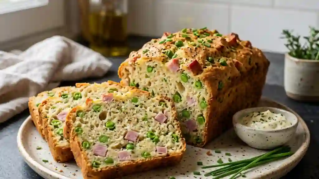 Pain de petits pois fondant au jambon - Photo de présentation